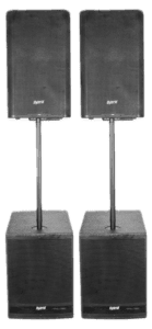 hybrid bass bins and full range speakers. professional sound