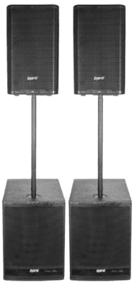 Hybrid bass bin Hybrid bass + full range speakers combo